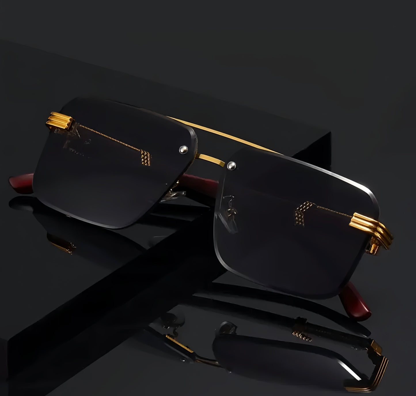 Cartier Wood Grain Pattern & Elegant Black PC Lenses. Sunglasses