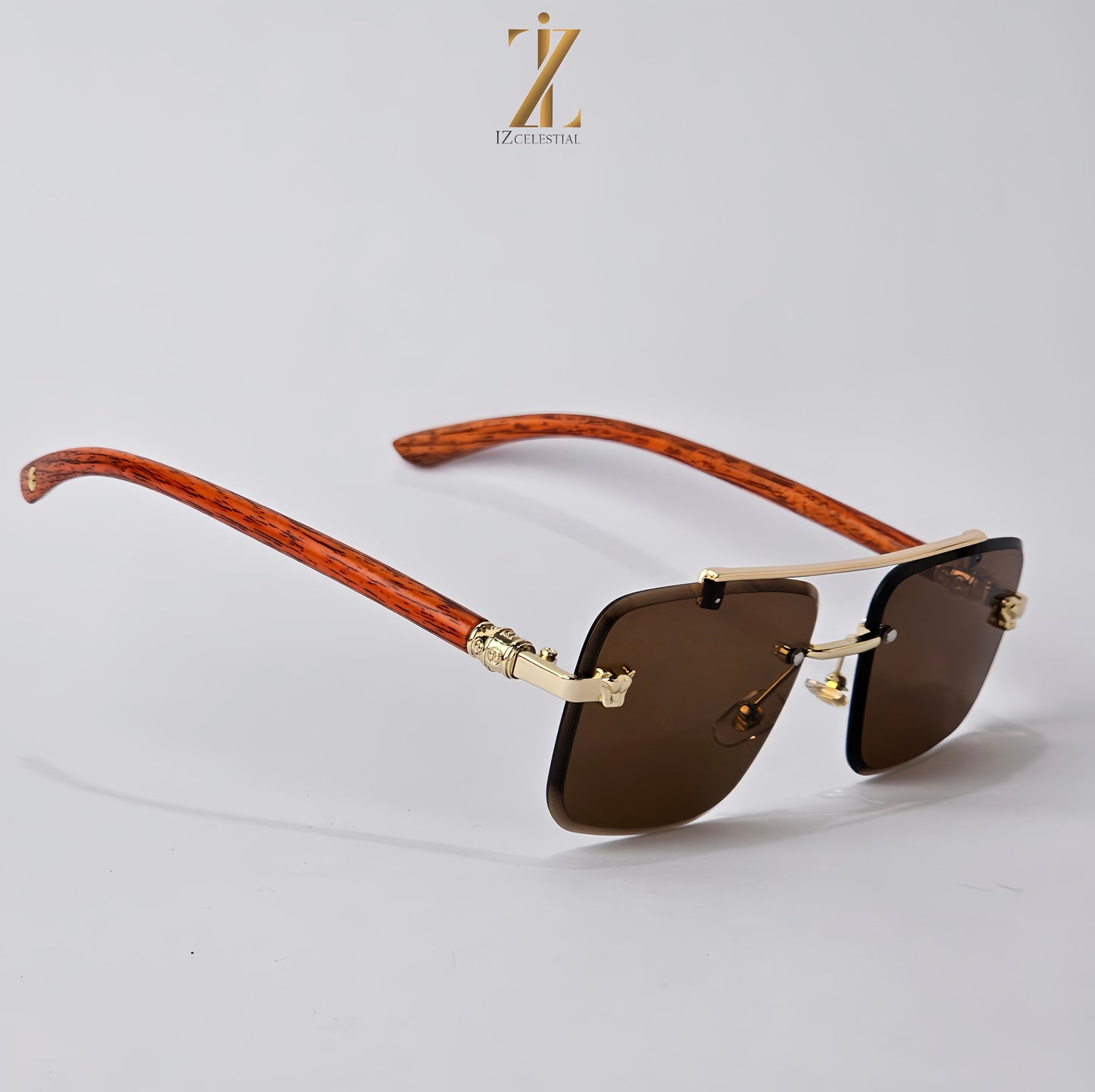 Woodline - Charcoal Brown Shade - Male Rimless Sunglasses' S-611