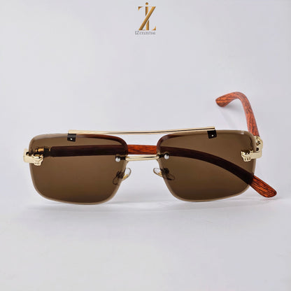 Woodline - Charcoal Brown Shade - Male Rimless Sunglasses' S-611