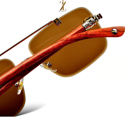 Woodline - Charcoal Brown Shade - Male Rimless Sunglasses' S-611