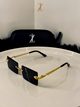 Celestial Gold Reptile Rimless Shades with snake Chain Detail