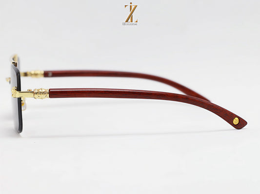 Woodline - Charcoal Brown Shade - Male Rimless Sunglasses' S-611